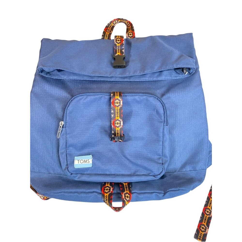 TOMS Stand Up To Bullying Backpack Navy w Patterned Trim Durable Water Resistant